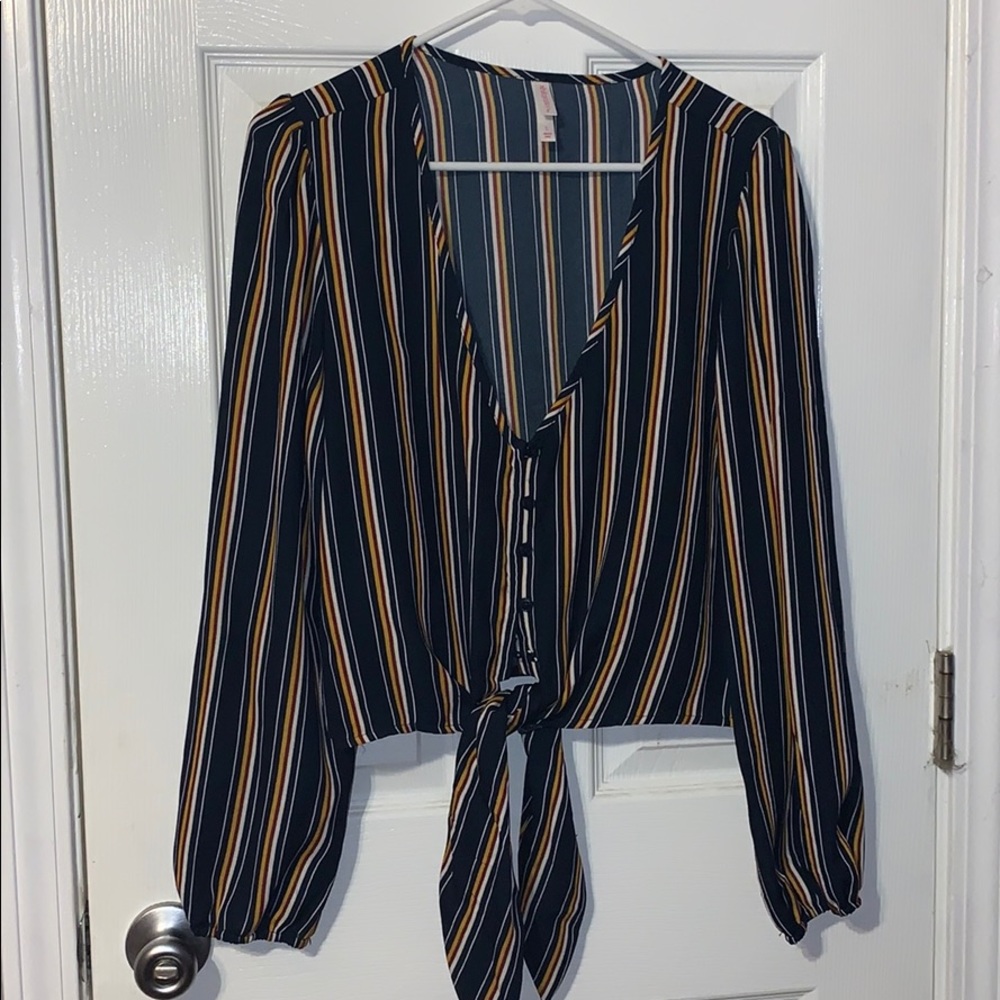 button-up v-neck blouse